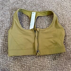 Green Fabletics Front-Zip Sports Bra